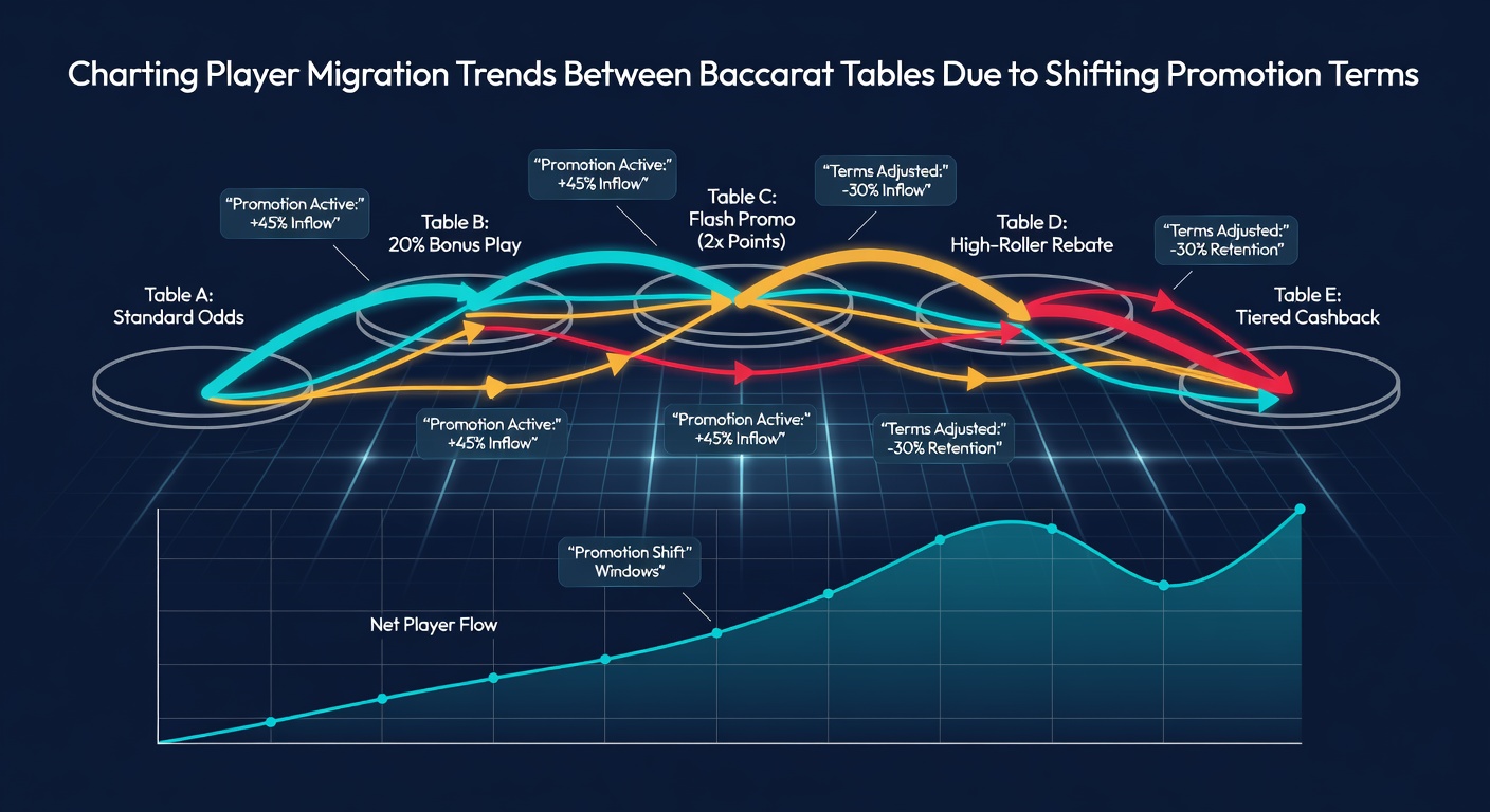 Data visualization of player movement trends across baccarat tables influenced by changing casino promotions