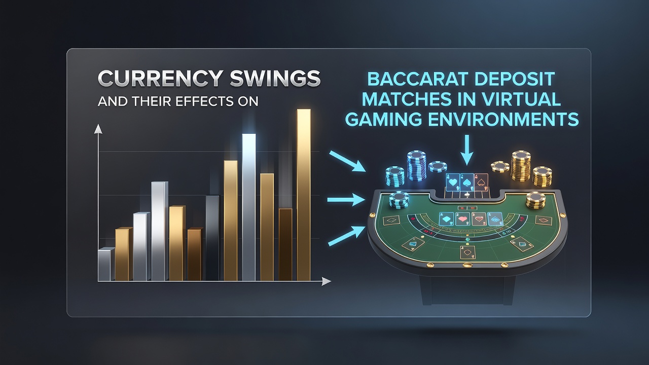 Currency exchange rate charts overlaid on digital baccarat tables showing deposit match fluctuations