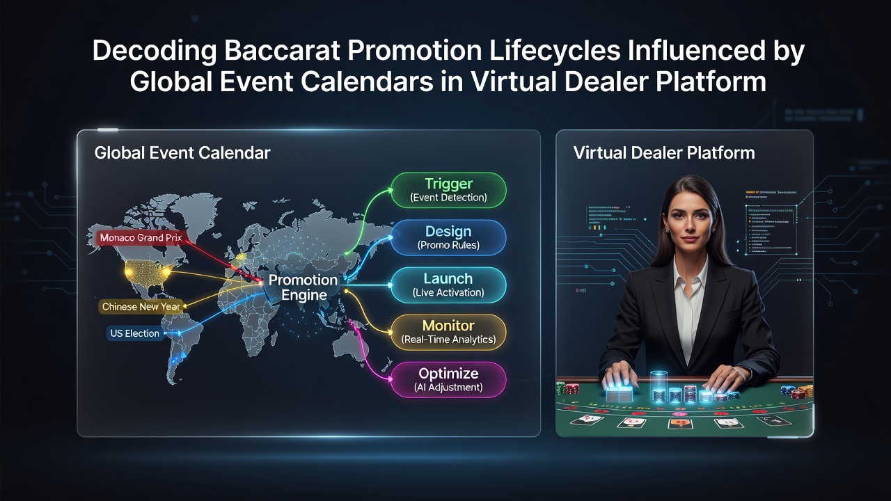 Analytics dashboard displaying baccarat promotion performance metrics linked to global event timelines