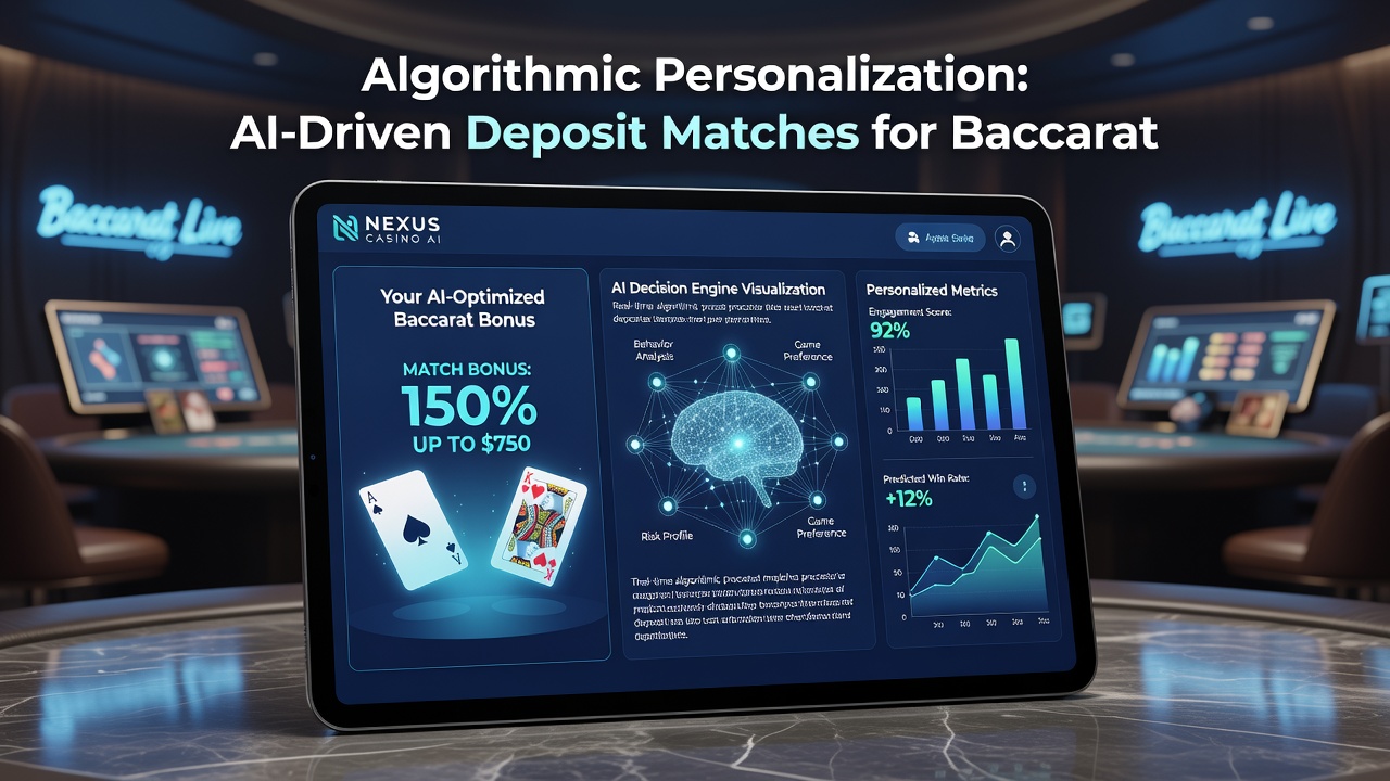 AI interface displaying personalized baccarat deposit match offers on a mobile casino app dashboard