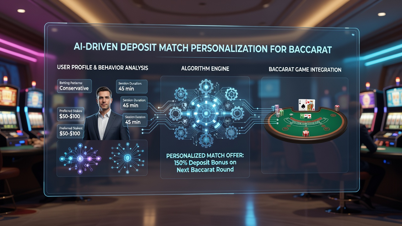Close-up of AI analytics dashboard showing baccarat player segmentation and deposit match recommendations