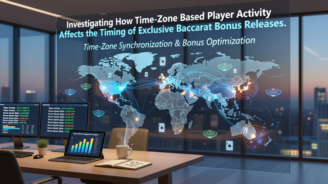 Dashboard screenshot displaying real-time analytics of baccarat bonus claim rates segmented by time zone and player region