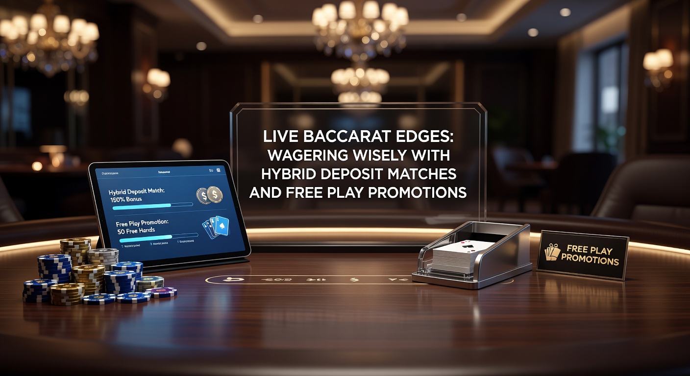 Casino promotion screen showing hybrid deposit match offer with baccarat icons and bonus details