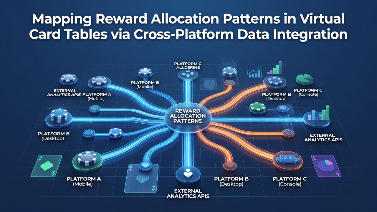 Data visualization showing reward allocation patterns across multiple virtual card table platforms with integrated analytics dashboards