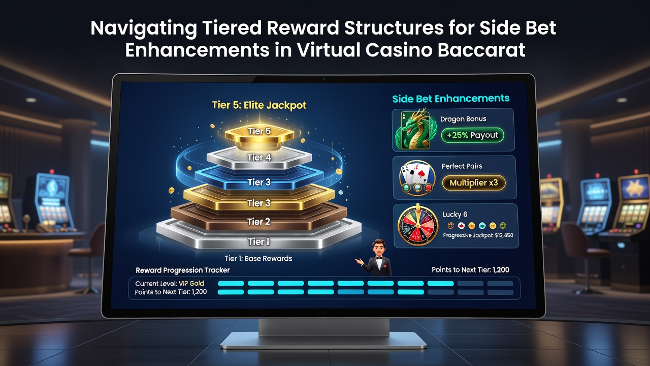 Mobile interface showing baccarat side bet options with loyalty tier progress bar