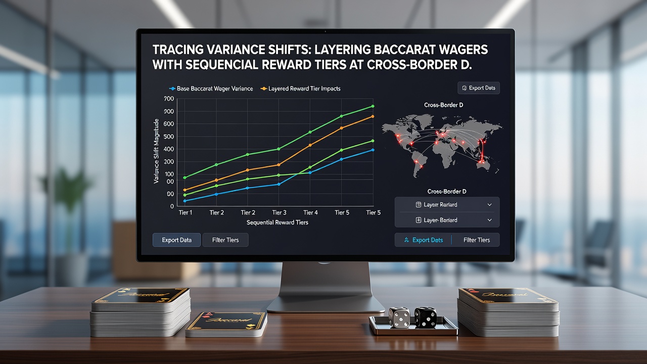 Analytics dashboard displaying variance metrics for layered baccarat bets and sequential rewards