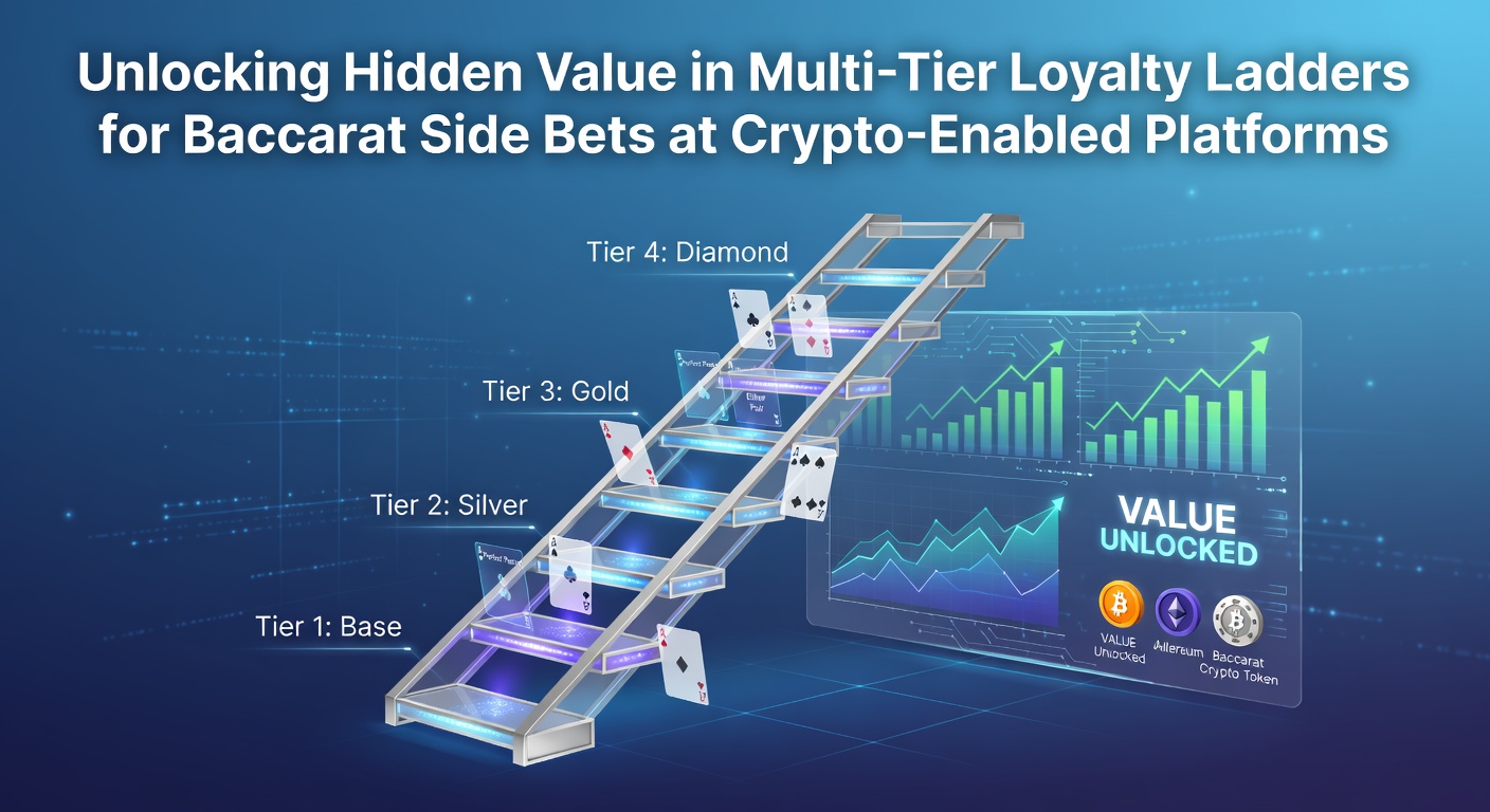 Multi-tier loyalty program interface showing baccarat side bet rewards on a crypto casino dashboard